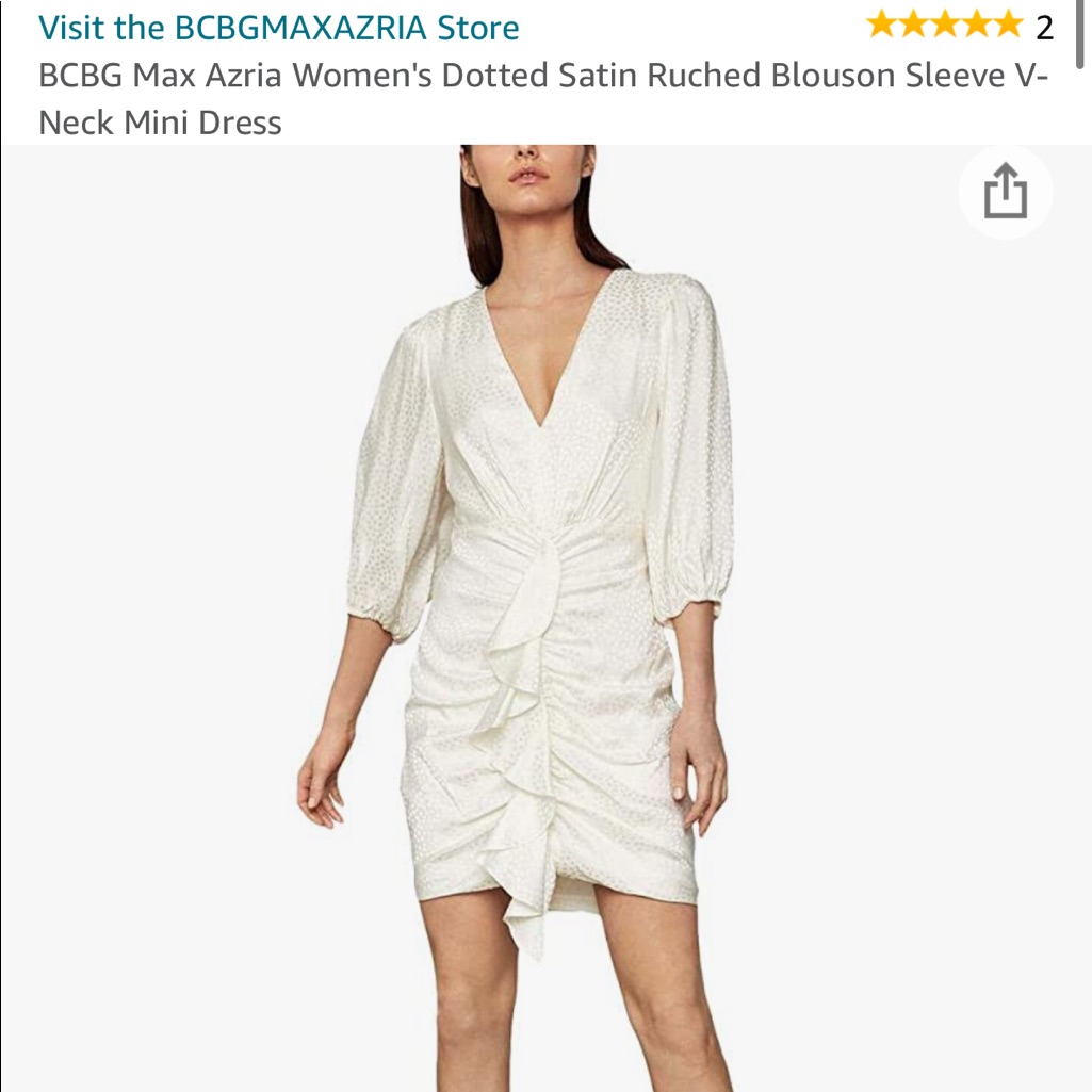 Bcbg Max Azria Women's Dotted Satin Ruched Blouson Sleeve V-Neck Mini Dress